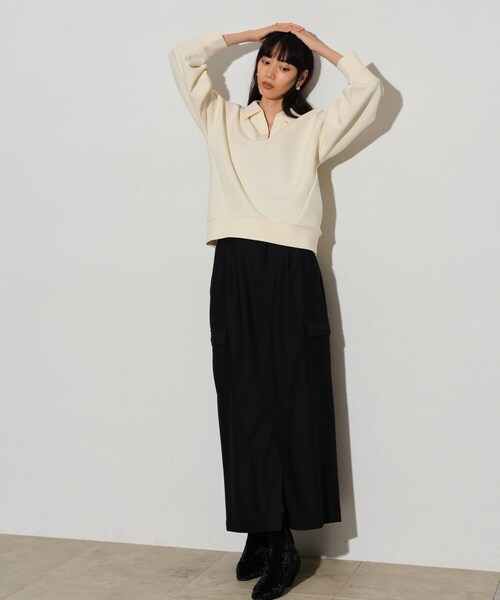 GALLEST(ギャレスト)の「ボンディングスキッパーポロTOPS(Tシャツ/カットソー・レディース・オリーブ/ブラック/アイボリー・38)」の14枚目の写真