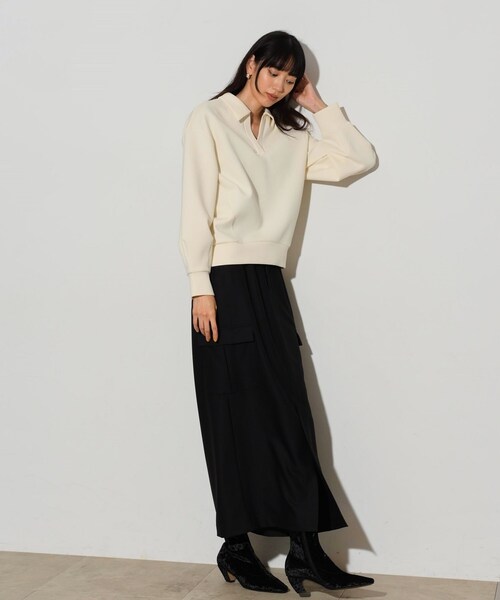 GALLEST(ギャレスト)の「ボンディングスキッパーポロTOPS(Tシャツ/カットソー・レディース・オリーブ/ブラック/アイボリー・38)」の15枚目の写真