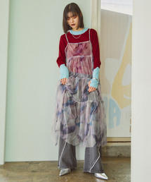 ELLEgirl | 2way転写チュールティアードキャミワンピース【ELLEgirl/エル ガール】(ワンピース)