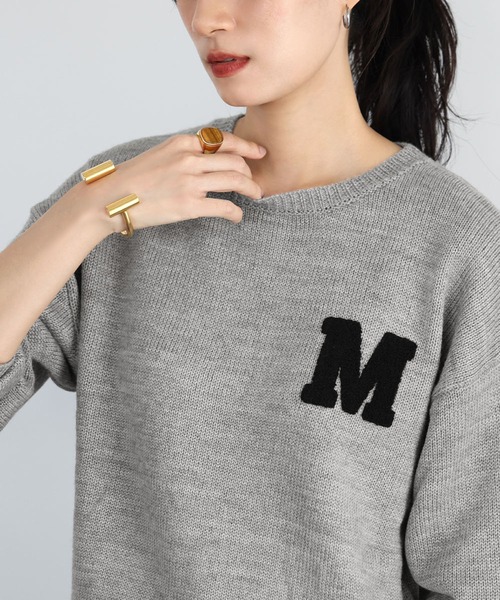 MAXMARA アイボリー ニットセーター M刺繍 MAXMARA アイボリー ニットセーター M刺繍 Max Mara ニット マックス