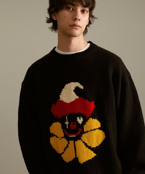 Revo.（レボ）の「Revo. ピエロパターン ジャガード ルーズニット プルオーバー（ニット/セーター・メンズ・ブラック/ネイビー/ナチュラル・1/2）」の10枚目の写真