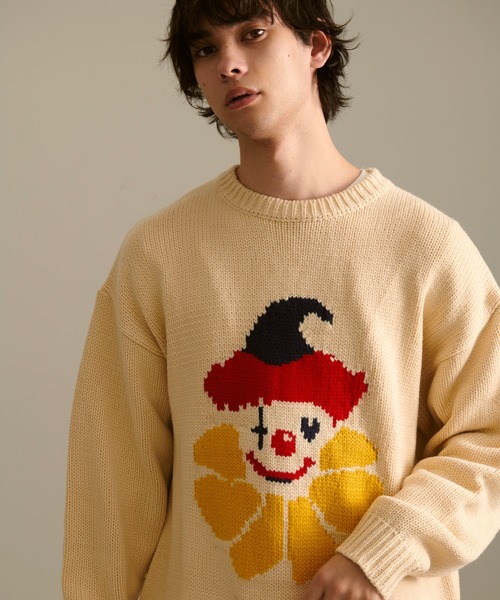 Revo.（レボ）の「Revo. ピエロパターン ジャガード ルーズニット プルオーバー（ニット/セーター・メンズ・ブラック/ネイビー/ナチュラル・1/2）」の12枚目の写真