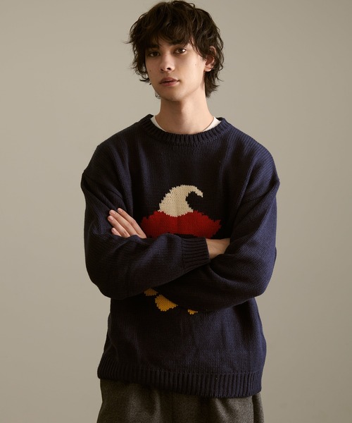 Revo.（レボ）の「Revo. ピエロパターン ジャガード ルーズニット プルオーバー（ニット/セーター・メンズ・ブラック/ネイビー/ナチュラル・1/2）」の7枚目の写真