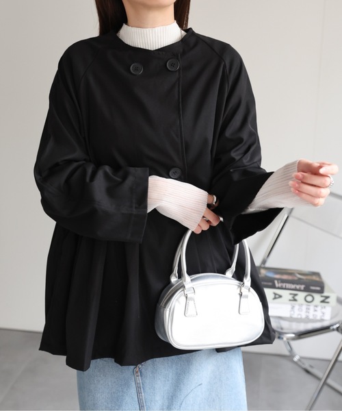 sakishimatokyo(サキシマトーキョー)の「ウエスト切り替え ノーカラートレンチ風ブルゾン(トレンチコート・レディース・ベージュ/ブラック・FREE)」の19枚目の写真