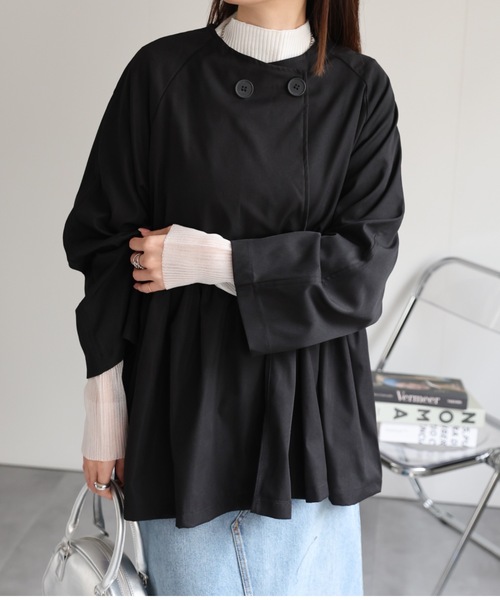 sakishimatokyo(サキシマトーキョー)の「ウエスト切り替え ノーカラートレンチ風ブルゾン(トレンチコート・レディース・ベージュ/ブラック・FREE)」の20枚目の写真