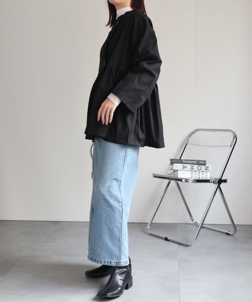 sakishimatokyo(サキシマトーキョー)の「ウエスト切り替え ノーカラートレンチ風ブルゾン(トレンチコート・レディース・ベージュ/ブラック・FREE)」の15枚目の写真