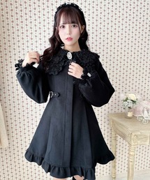 フェザーレースリボン衿コート