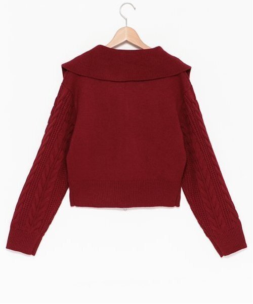 LOVETOXIC(ラブトキシック)の「【洗える】ケーブルニットジップカーデ(ニット/セーター・キッズ・ワインレッド/トップグレー/ブラック/アイボリー・S/M/L)」の5枚目の写真