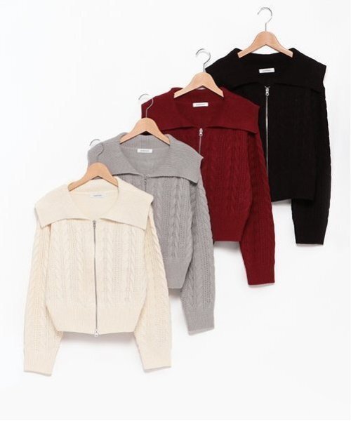 LOVETOXIC(ラブトキシック)の「【洗える】ケーブルニットジップカーデ(ニット/セーター・キッズ・ワインレッド/トップグレー/ブラック/アイボリー・S/M/L)」の10枚目の写真