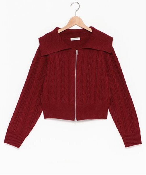 LOVETOXIC(ラブトキシック)の「【洗える】ケーブルニットジップカーデ(ニット/セーター・キッズ・ワインレッド/トップグレー/ブラック/アイボリー・S/M/L)」の12枚目の写真