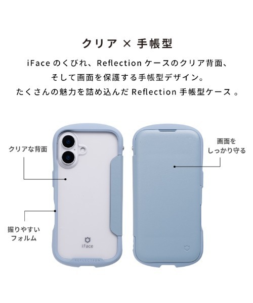 iFace(アイフェイス)の「iPhone 17/17 Pro/17e/16/16 Pro/16e/15/14/13 専用 iFace Reflection ダイアリー ポリカーボネート クリア ケース 手帳型ケース(スマホケース/カバー・レディース・ベージュ/ブラック/サックスブルー・iPhone 16/iPhone 16 Pro/iPhone 13/14/15/iPhone 16e/iPhone 17 Pro/iPhone 17)」の4枚目の写真