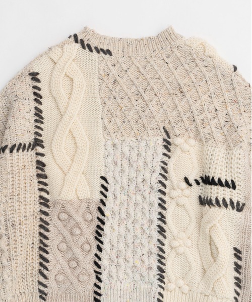 MAISON SPECIAL（メゾンスペシャル）の「Cable Knitting Stitch Knit Tops/ケーブルステッチニット【MAISON SPECIAL/メゾンスペシャル】（ニット/セーター・レディース・ブラック/アイボリー/グレー・FREE）」の5枚目の写真