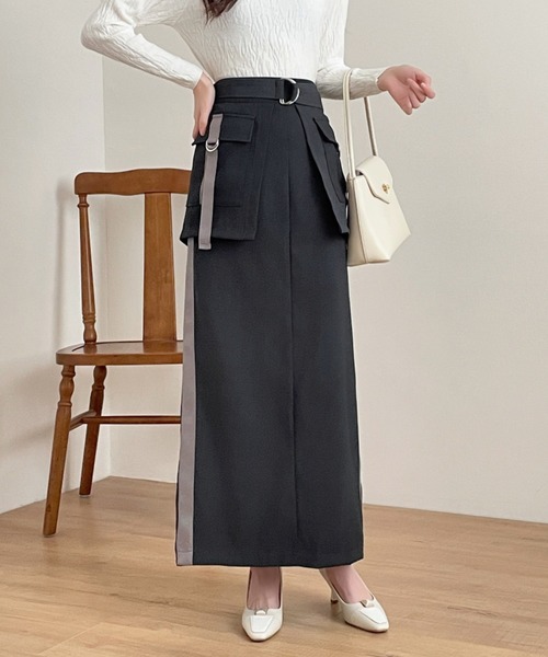 ABITOKYO(アビトーキョー)の「バックスリットサイド配色ライベルトンレイヤードスカート(スカート・レディース・チャコールグレー/ブラック/ブラウン・M/L/XL)」の10枚目の写真