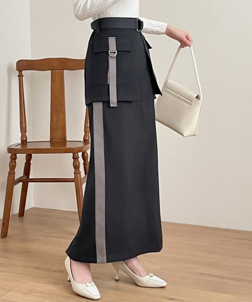 ABITOKYO(アビトーキョー)の「バックスリットサイド配色ライベルトンレイヤードスカート(スカート・レディース・チャコールグレー/ブラック/ブラウン・M/L/XL)」の9枚目の写真
