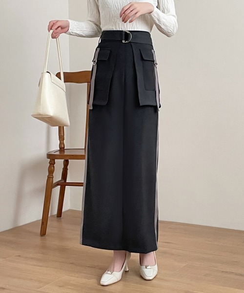 ABITOKYO(アビトーキョー)の「バックスリットサイド配色ライベルトンレイヤードスカート(スカート・レディース・チャコールグレー/ブラック/ブラウン・M/L/XL)」の7枚目の写真
