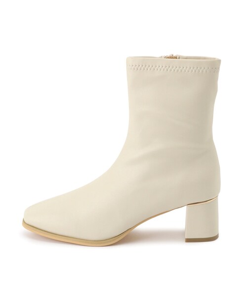 ITS'DEMO(イッツデモ)の「◆【履き心地柔らか/太めヒール/M・Lサイズ展開】ラインヒールブーツ(ブーツ・レディース・ブラック/アイボリー・38/40)」の5枚目の写真