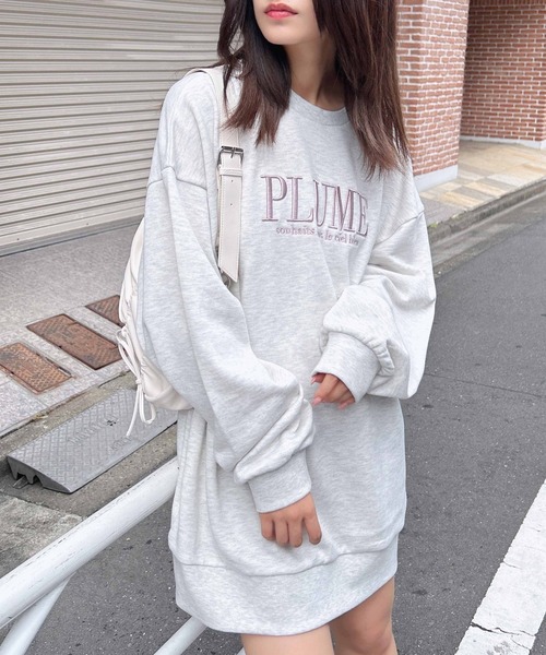 INGNI（イング）の「ふくれ刺しゅうロゴスウェットチュニック（スウェット・レディース・オートミール/アイボリー/ブラック・M）」の3枚目の写真