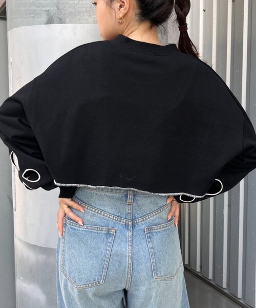 HELLO.SANFRANCISCO（ハローサンフランシスコ）の「【HELLO.SANFRANCISCO】フラワーカットアウトクロップドスウェット（Tシャツ/カットソー・レディース・グリーン/グレー/イエロー/ブラック・ONE SIZE）」の14枚目の写真