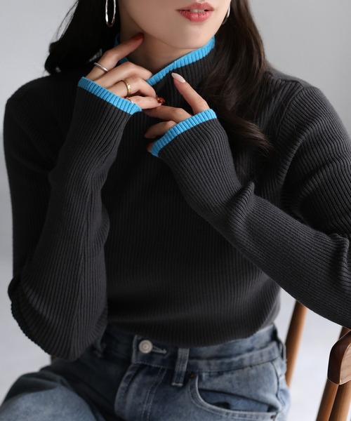 セール】バイカラー配色リブニット（ニット/セーター）｜Riberry