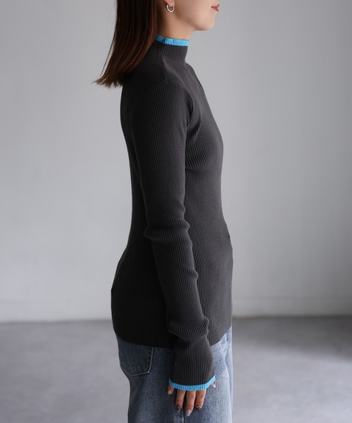 Riberry（リベリー）の「バイカラー配色リブニット（ニット/セーター・レディース・ネイビー系/ブラウン系/グレー系/ブラック×ピンク・FREE）」の20枚目の写真