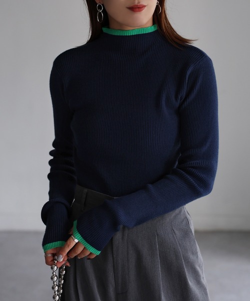 セール】バイカラー配色リブニット（ニット/セーター）｜Riberry