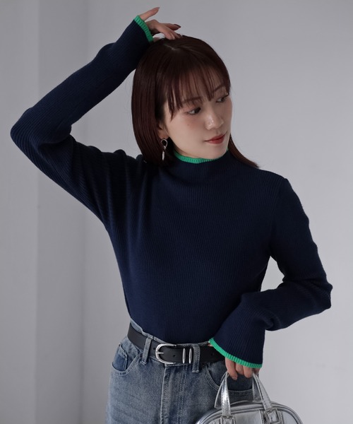 セール】バイカラー配色リブニット（ニット/セーター）｜Riberry