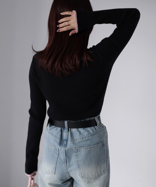 セール】バイカラー配色リブニット（ニット/セーター）｜Riberry