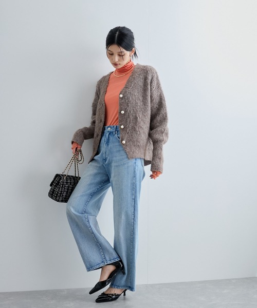 VIS（ビス）の「袖クシュクシュテレコハイネックプルオーバー（Tシャツ/カットソー・レディース・ベージュ/オレンジ/ターコイズブルー/ブラック・FREE）」の10枚目の写真