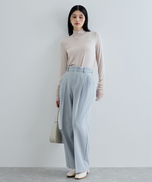 VIS（ビス）の「袖クシュクシュテレコハイネックプルオーバー（Tシャツ/カットソー・レディース・ベージュ/オレンジ/ターコイズブルー/ブラック・FREE）」の11枚目の写真