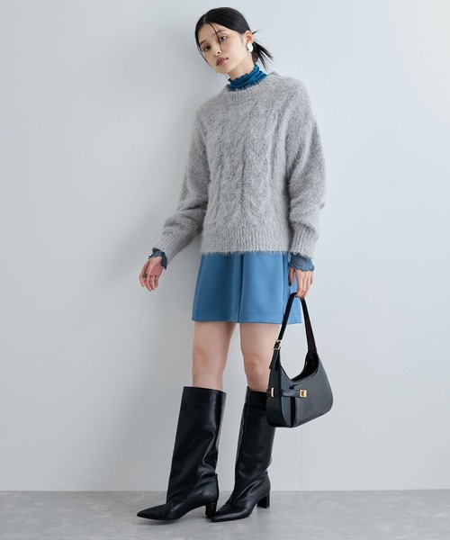 VIS（ビス）の「袖クシュクシュテレコハイネックプルオーバー（Tシャツ/カットソー・レディース・ベージュ/オレンジ/ターコイズブルー/ブラック・FREE）」の12枚目の写真