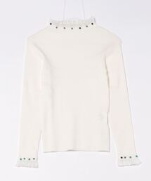 143645：マルチパールリブ編みニットロングスリーブTシャツ