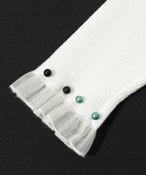 ScoLar（スカラー）の「143645：マルチパールリブ編みニットロングスリーブTシャツ（Tシャツ/カットソー・レディース・オフホワイト/グリーン/杢グレー/ブラック・M）」の13枚目の写真