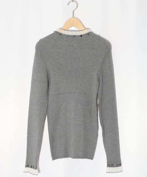 ScoLar（スカラー）の「143645：マルチパールリブ編みニットロングスリーブTシャツ（Tシャツ/カットソー・レディース・オフホワイト/グリーン/杢グレー/ブラック・M）」の14枚目の写真