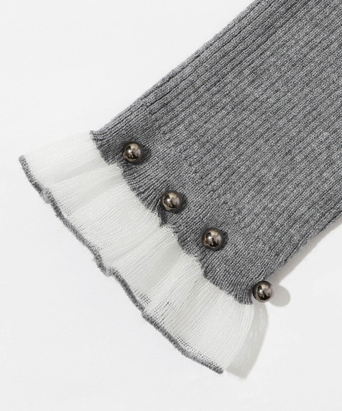 ScoLar（スカラー）の「143645：マルチパールリブ編みニットロングスリーブTシャツ（Tシャツ/カットソー・レディース・オフホワイト/グリーン/杢グレー/ブラック・M）」の15枚目の写真