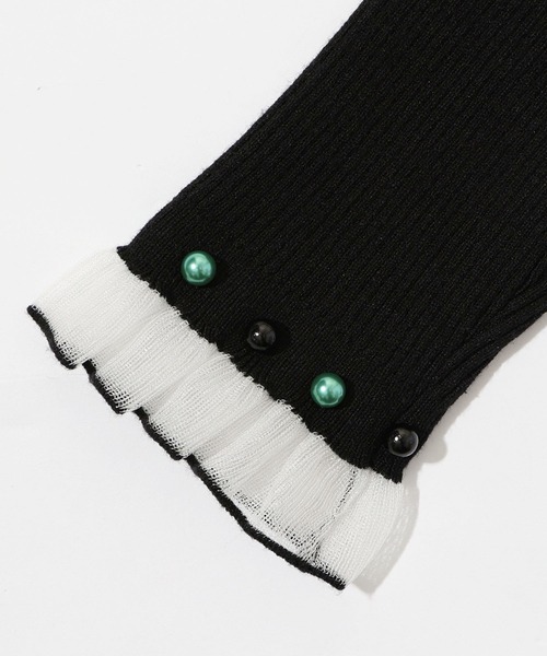 ScoLar（スカラー）の「143645：マルチパールリブ編みニットロングスリーブTシャツ（Tシャツ/カットソー・レディース・オフホワイト/グリーン/杢グレー/ブラック・M）」の17枚目の写真