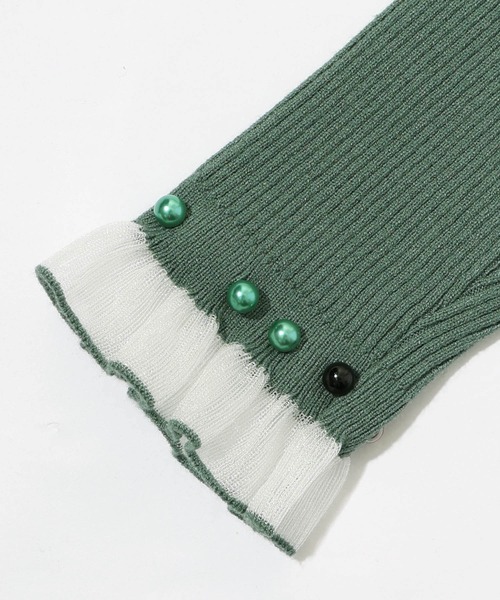 ScoLar（スカラー）の「143645：マルチパールリブ編みニットロングスリーブTシャツ（Tシャツ/カットソー・レディース・オフホワイト/グリーン/杢グレー/ブラック・M）」の19枚目の写真