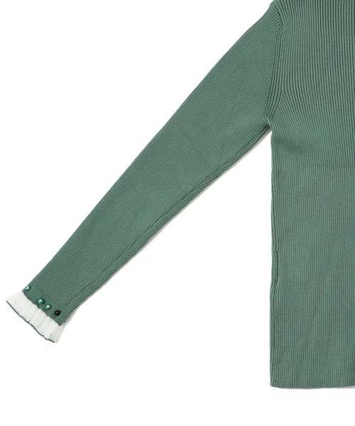 ScoLar（スカラー）の「143645：マルチパールリブ編みニットロングスリーブTシャツ（Tシャツ/カットソー・レディース・オフホワイト/グリーン/杢グレー/ブラック・M）」の21枚目の写真