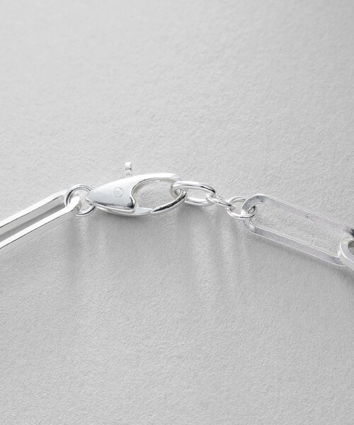 シルバー デザインチェーン フラットケーブルブレスレット（21cm