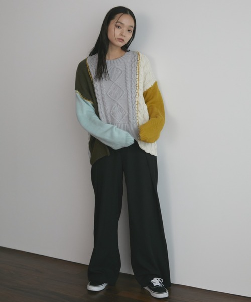 MERLOT（メルロー）の「サイドラップスラックス（スラックス・レディース・ブラック/チャコールグレー・FREE）」の20枚目の写真