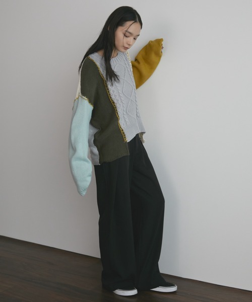 MERLOT（メルロー）の「サイドラップスラックス（スラックス・レディース・ブラック/チャコールグレー・FREE）」の21枚目の写真