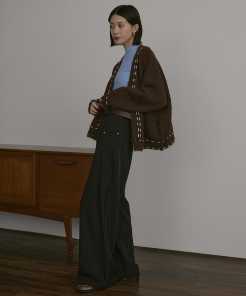 MERLOT（メルロー）の「サイドラップスラックス（スラックス・レディース・ブラック/チャコールグレー・FREE）」の6枚目の写真