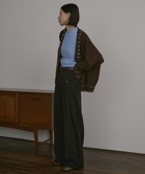 MERLOT（メルロー）の「サイドラップスラックス（スラックス・レディース・ブラック/チャコールグレー・FREE）」の7枚目の写真