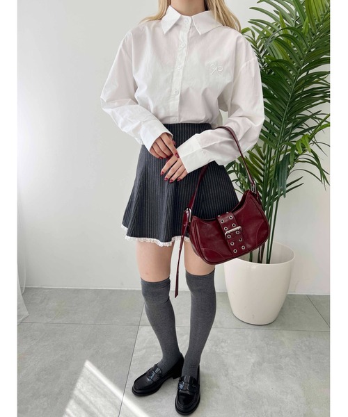 PHILLY(フィリー)の「【PHILLY】リボンワンポイントシャツ(シャツ/ブラウス・レディース・ホワイト/サックスブルー・FREE)」の6枚目の写真