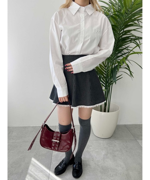 PHILLY(フィリー)の「【PHILLY】リボンワンポイントシャツ(シャツ/ブラウス・レディース・ホワイト/サックスブルー・FREE)」の7枚目の写真