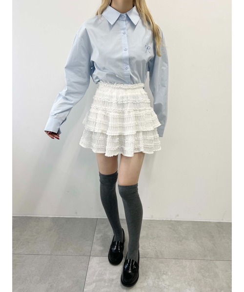 PHILLY(フィリー)の「【PHILLY】リボンワンポイントシャツ(シャツ/ブラウス・レディース・ホワイト/サックスブルー・FREE)」の10枚目の写真