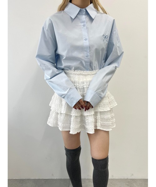 PHILLY(フィリー)の「【PHILLY】リボンワンポイントシャツ(シャツ/ブラウス・レディース・ホワイト/サックスブルー・FREE)」の12枚目の写真