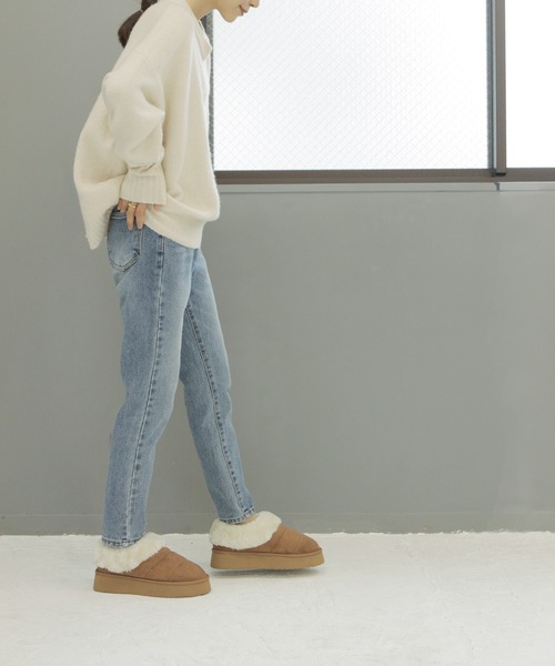 SOROTTO(ソロット)の「厚底 ふわふわムートンスリッポン(スリッポン・レディース・ブラック/キャメル・S/M/L/LL)」の10枚目の写真