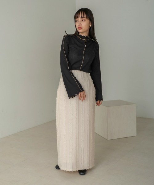 Bab（バブ）の「前後2WAY配色メロウカットソー（Tシャツ/カットソー・レディース・ブラック/グリーン/オフホワイト/ベージュ・FREE）」の22枚目の写真