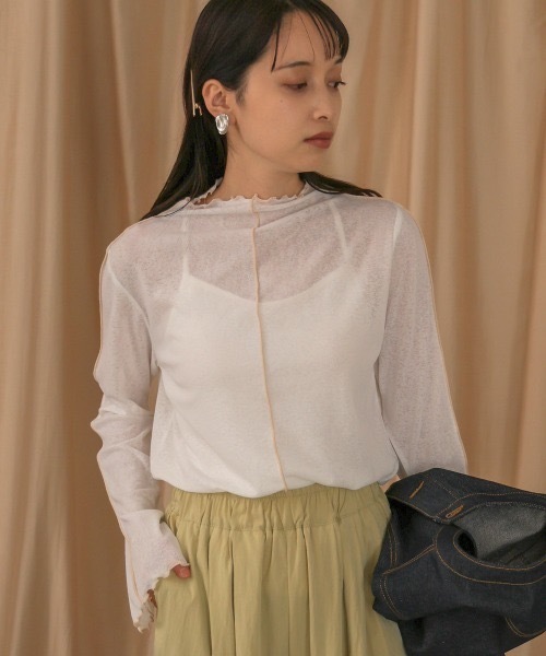 Bab（バブ）の「前後2WAY配色メロウカットソー（Tシャツ/カットソー・レディース・ブラック/グリーン/オフホワイト/ベージュ・FREE）」の9枚目の写真