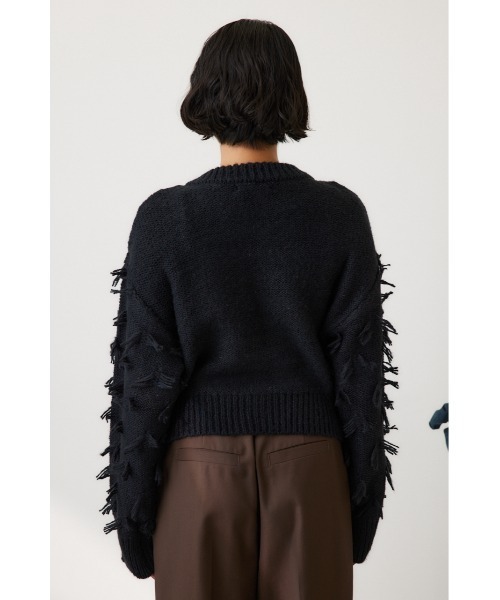 crie conforto(クリーコンフォルト)の「ポンポンジップニットカーディガン 長袖 / 羽織り / 冬服(カーディガン/ボレロ・レディース・オフホワイト/ライトグレー/ブラック/ライトブルー・FREE)」の7枚目の写真